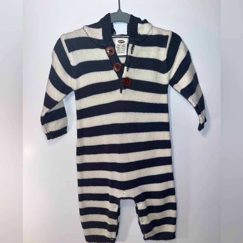 Old Navy blue /white hoodie jumpsuit for 3-6 Months old